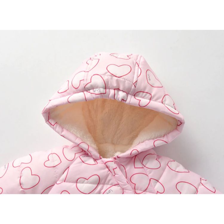 Heart Pink Full Inner Furr Quilted Romper
