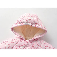 Heart Pink Full Inner Furr Quilted Romper