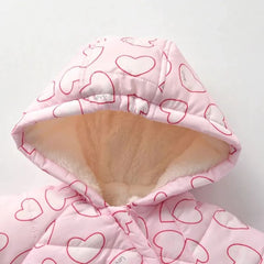 Heart Pink Full Inner Furr Quilted Romper