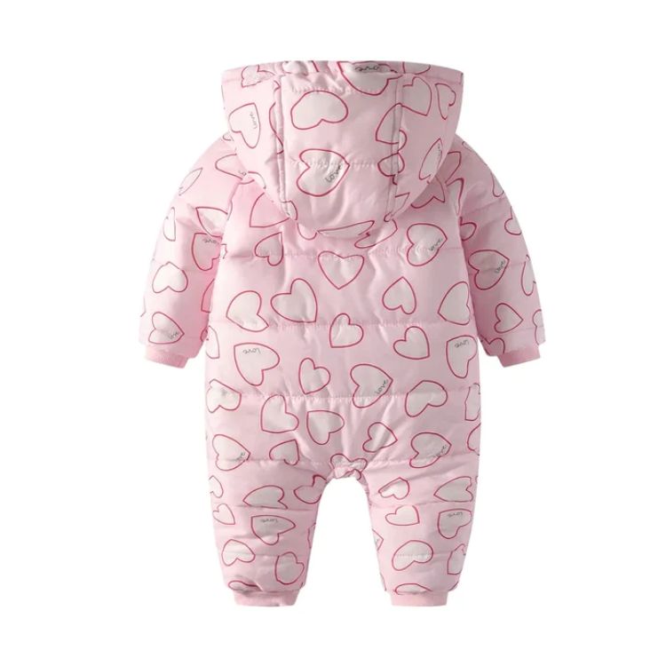 Heart Pink Full Inner Furr Quilted Romper