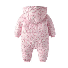 Heart Pink Full Inner Furr Quilted Romper