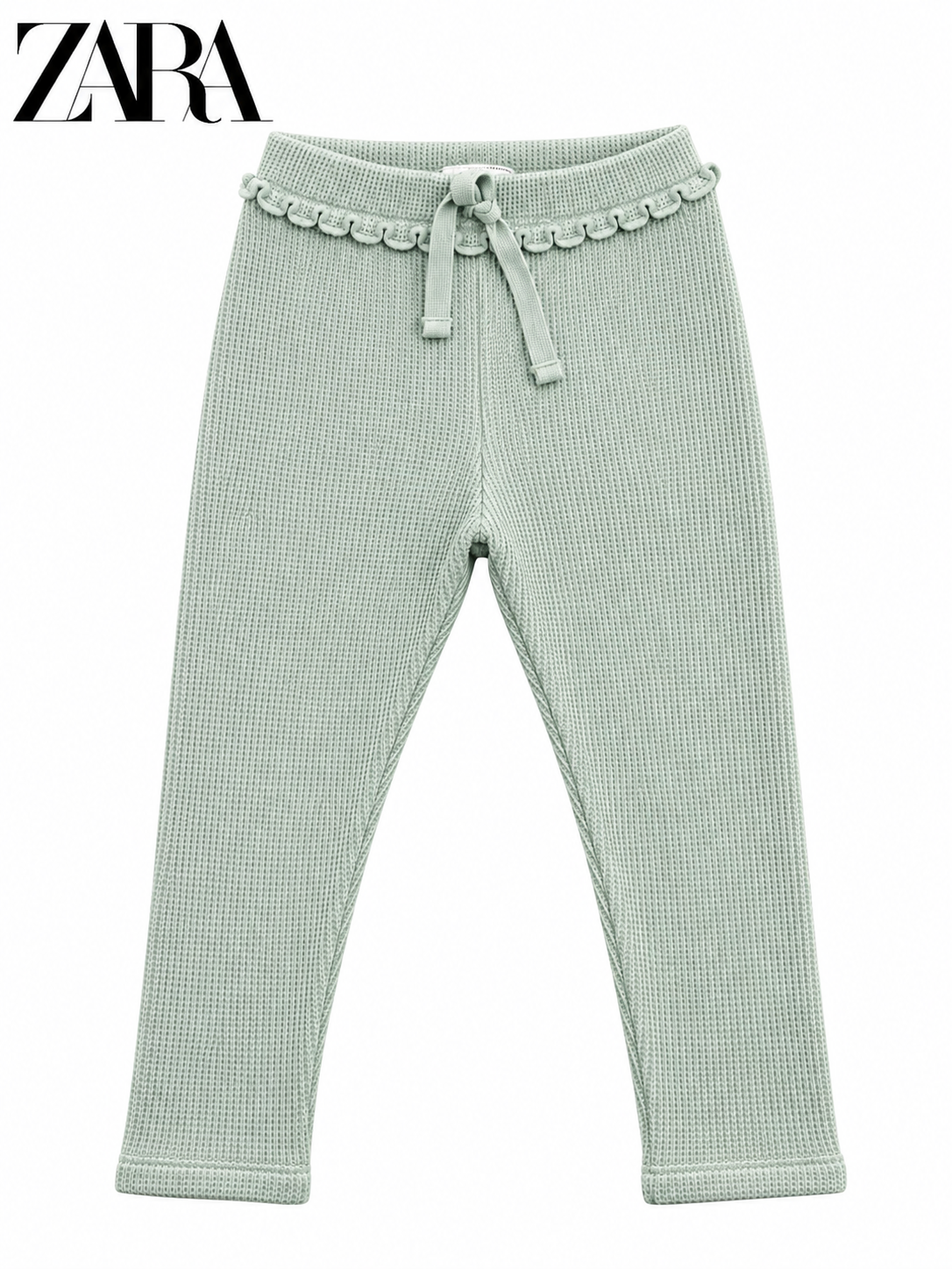 ZR Sea Green Textured Legging For Girls