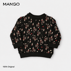 Mngo Black Floral Sweatshirt For Girls