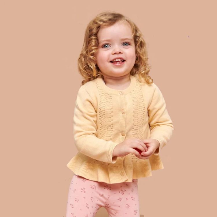 Fx & Bny Yellow Knitted Cardigan For Girls